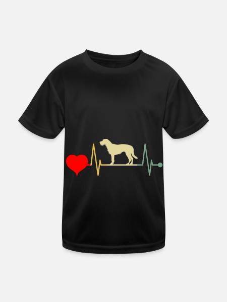 Kromfohrländer Kromi Hund Herzschlag Vintage - Kinder Funktions-T-Shirt - Schwarz - Vorne
