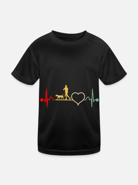 Course de Canicross avec Dog Heartbeat Retro - T-shirt sport Enfant - noir - Devant