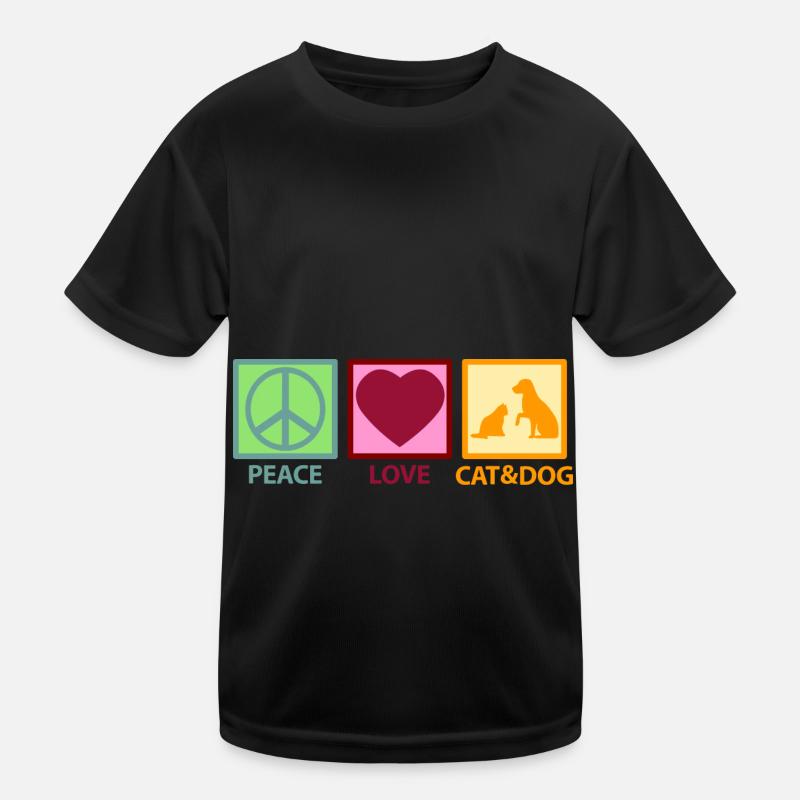 Katze und & Hund Mama Mutter Mom Peace Love Kinder Funktions-T-Shirt