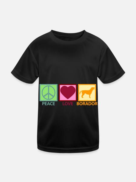Borador Mix Hund Mama Peace Love - Kinder Funktions-T-Shirt - Schwarz - Vorne