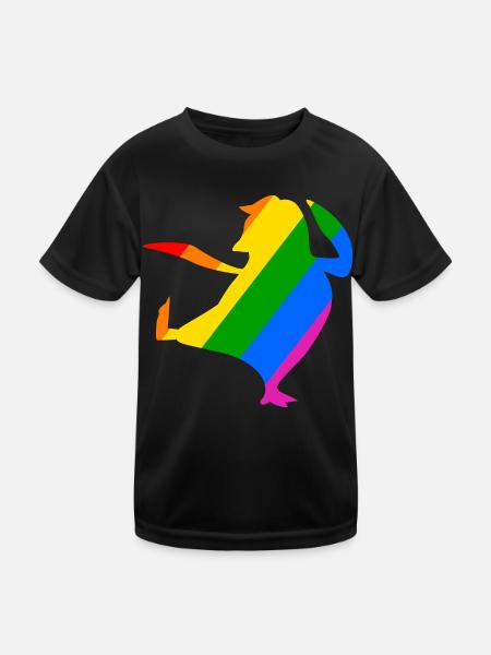 Rainbow Penguin Does Karate - Kids Functional T-Shirt - black - Front