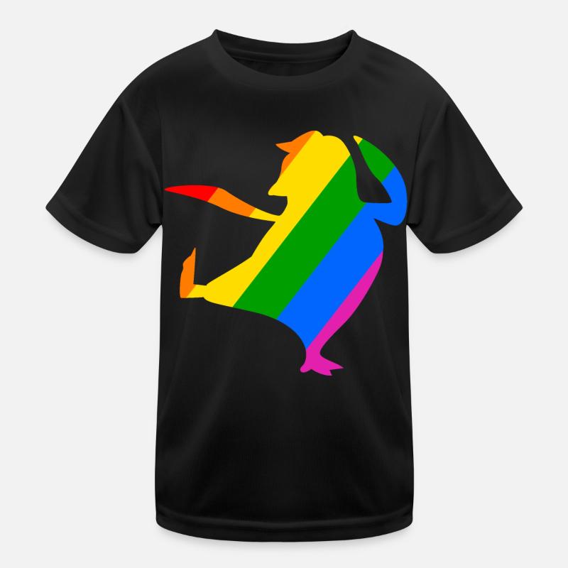 Rainbow Penguin Does Karate Kids Functional T-Shirt