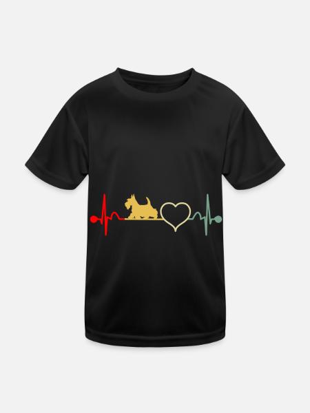 Idée cadeau vintage Scottish Terrier Heartbeat - T-shirt sport Enfant - noir - Devant