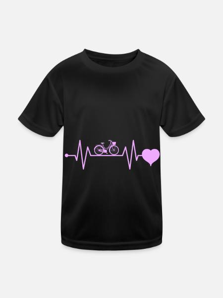 Bike heartbeat bike with motif girl pink - Kids Functional T-Shirt - black - Front
