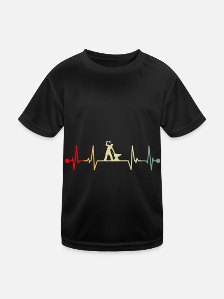 Hufschmied Hufpfleger Pferdeschmied Herzschlag - Kinder Funktions-T-Shirt - Schwarz - Vorne