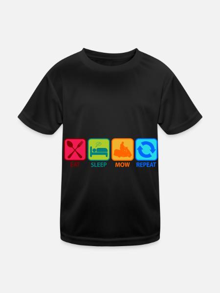 tondeuse à gazon manger dormir tondre la pelouse dictons dire - T-shirt sport Enfant - noir - Devant