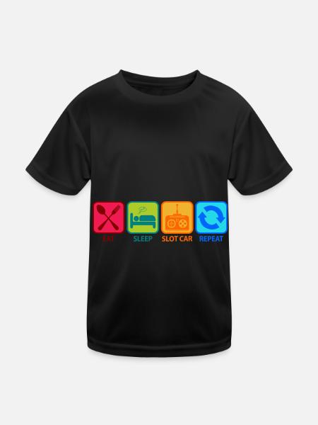 Sloth Car Racing Slotcar RC Spruch Lustig Witzig - Kinder Funktions-T-Shirt - Schwarz - Vorne