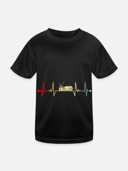 Mähroboter Rasenroboter Herzschlag Vintage - Kinder Funktions-T-Shirt - Schwarz - Vorne