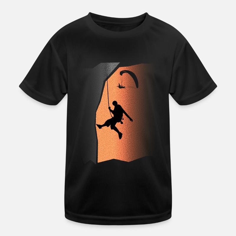 Geschenke Klettern Paragliding Rock climbing klettern - Kinder Funktions-T-Shirt - Schwarz