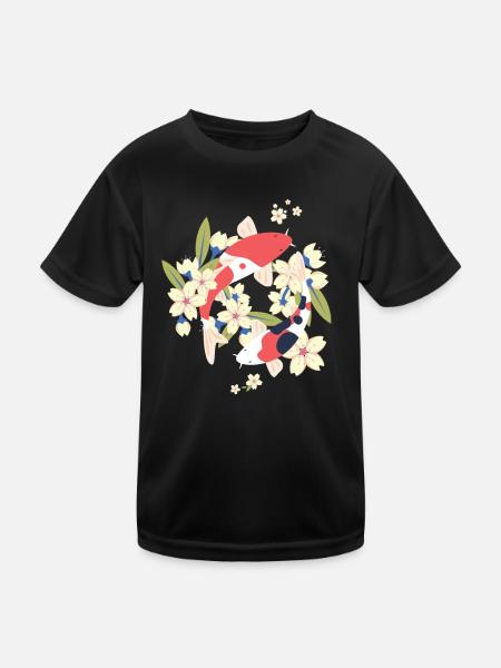 Koi Fisch Koi Fische Koiteich Teich Japan Geschenk - Kinder Funktions-T-Shirt - Schwarz - Vorne