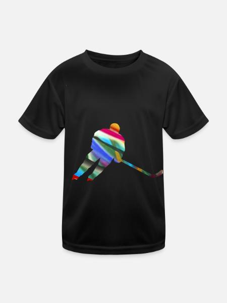 Eiskockey, Hockey, Graffi, bunt - Kids Functional T-Shirt - black - Front