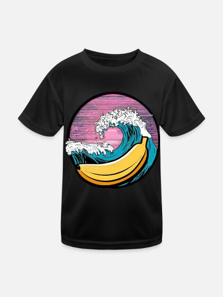Surfing Banana Sunset - Kids Functional T-Shirt - black - Front