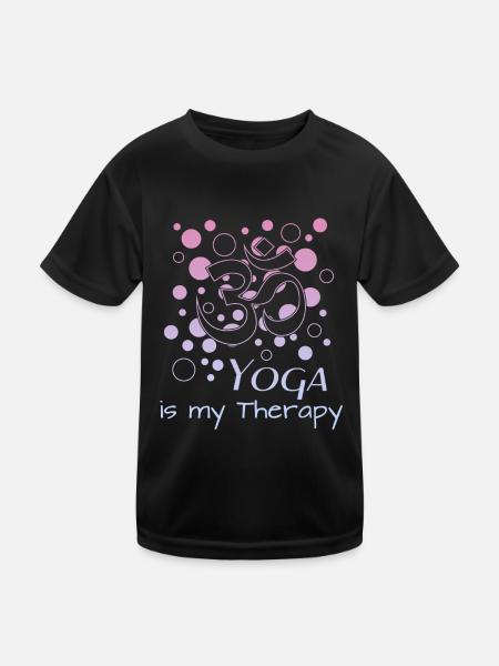 Om Yoga - Kinder Funktions-T-Shirt - Schwarz - Vorne