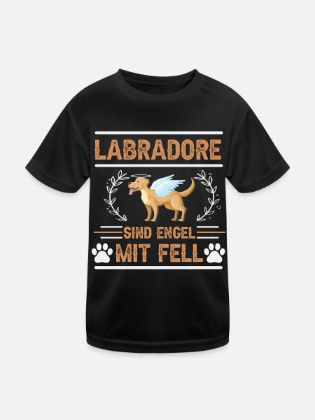 Labradore sind Engel mit Fell - Kinder Funktions-T-Shirt - Schwarz - Vorne