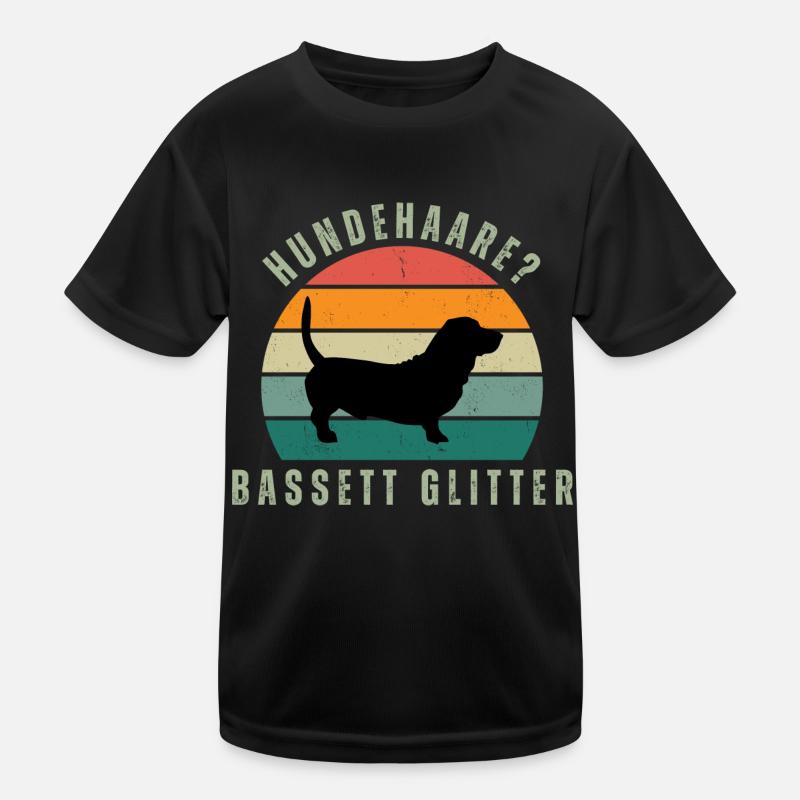 Basset Glitter Retro Sunset Kinder Funktions-T-Shirt