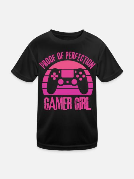 Gamer girl Proof of Perfection - Kids Functional T-Shirt - black - Front