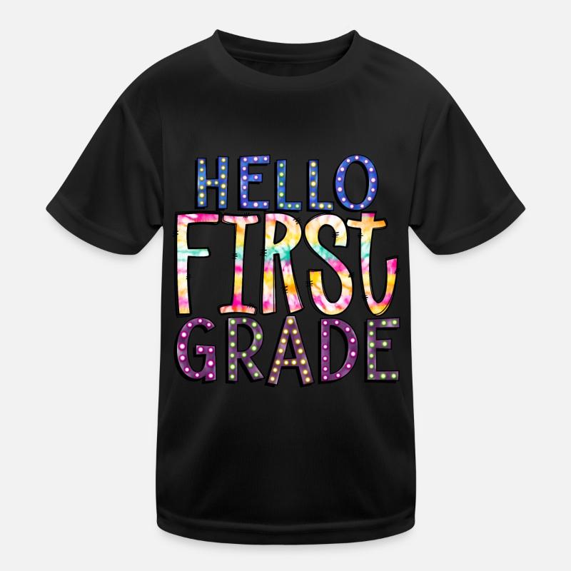 Hello First Grade Rainbow Girls Boys Teacher Team Kids Functional T-Shirt