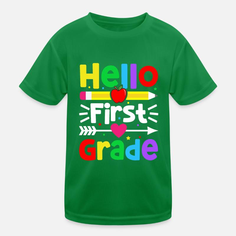 Hello First Grade Rainbow Girls Boys Teacher Team Kids Functional T-Shirt