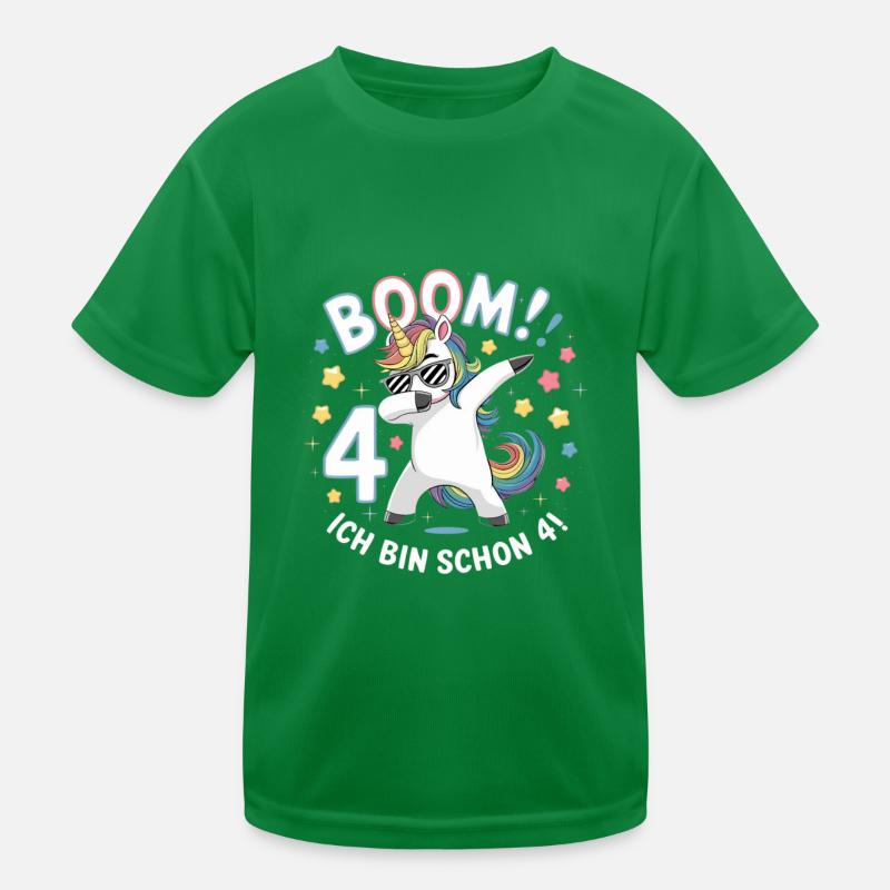 Boom! Ich bin 4 - Einhorn Kinder Funktions-T-Shirt