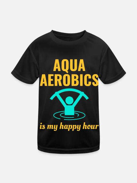 Water aerobics Aquatic fitness Aqua Exercise - Kids Functional T-Shirt - black - Front