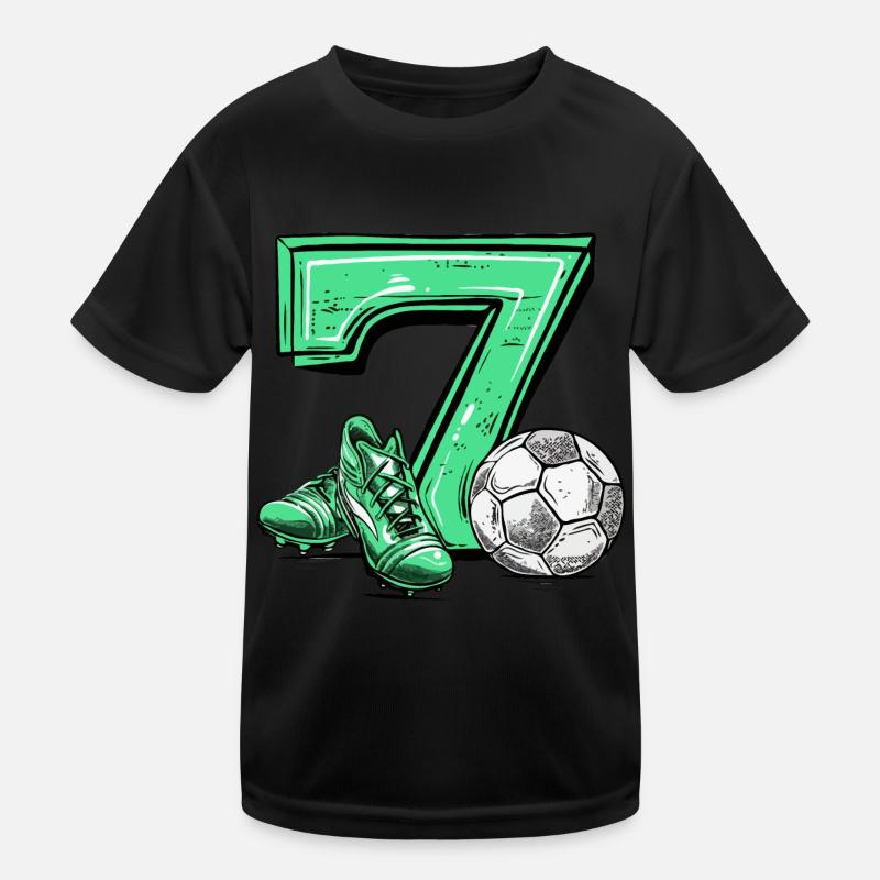 Fussball 7 Jahre - Kinder Funktions-T-Shirt - Schwarz