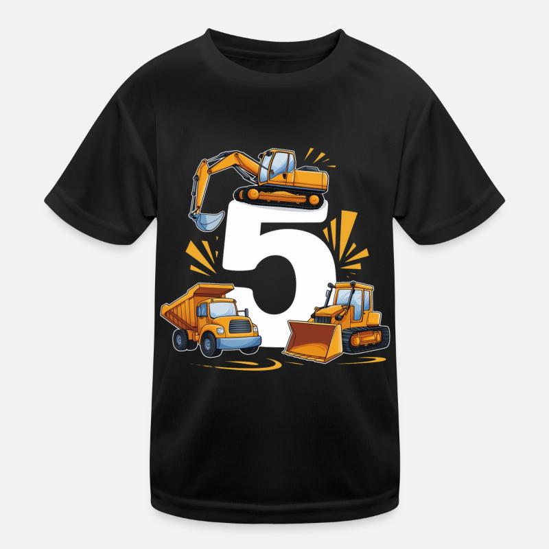 Baustelle - 5 Jahre - 5. Geburtstag Kinder Funktions-T-Shirt