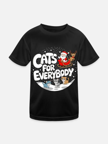 Cats for Everybody Weihnachten Katzen Winter süß - Kinder Funktions-T-Shirt - Schwarz - Vorne