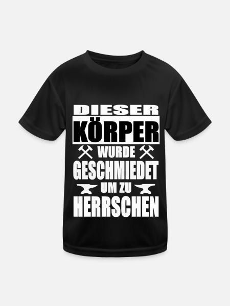 GESCHMIEDET UM ZU HERRSCHEN Shirt lustige Sprüche - Kinder Funktions-T-Shirt - Schwarz - Vorne