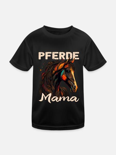 Pferdemama Pferdemädchen - Reiten - Westernreiter - Kinder Funktions-T-Shirt - Schwarz - Vorne
