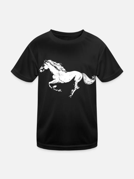Pferd - Kinder Funktions-T-Shirt - Schwarz - Vorne