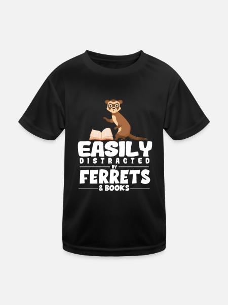 Frettchen Liebhaber | Bücher Lesen Tiere Geschenke - Kinder Funktions-T-Shirt - Schwarz - Vorne