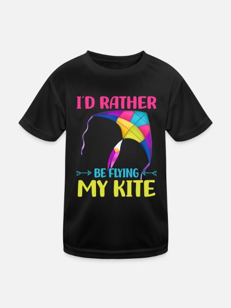 Drachensteigen - Kinder Funktions-T-Shirt - Schwarz - Vorne