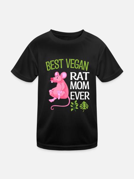 Rat gifts for vegans | Vegan Rat Animals - Kids Functional T-Shirt - black - Front
