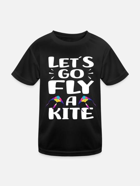 Kite flying hobby | Hang Gliding Gift Idea - Kids Functional T-Shirt - black - Front