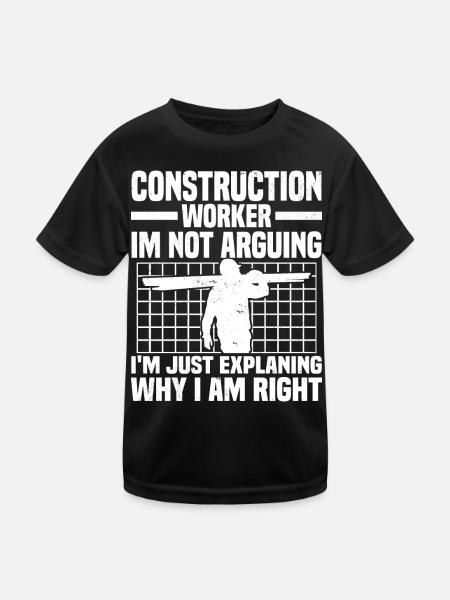 Construction worker - Kids Functional T-Shirt - black - Front