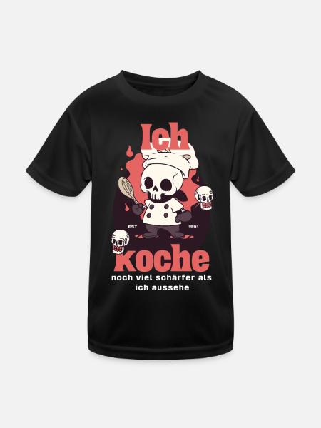 Ich koche noch schärfer als ich aussehe - Kinder Funktions-T-Shirt - Schwarz - Vorne