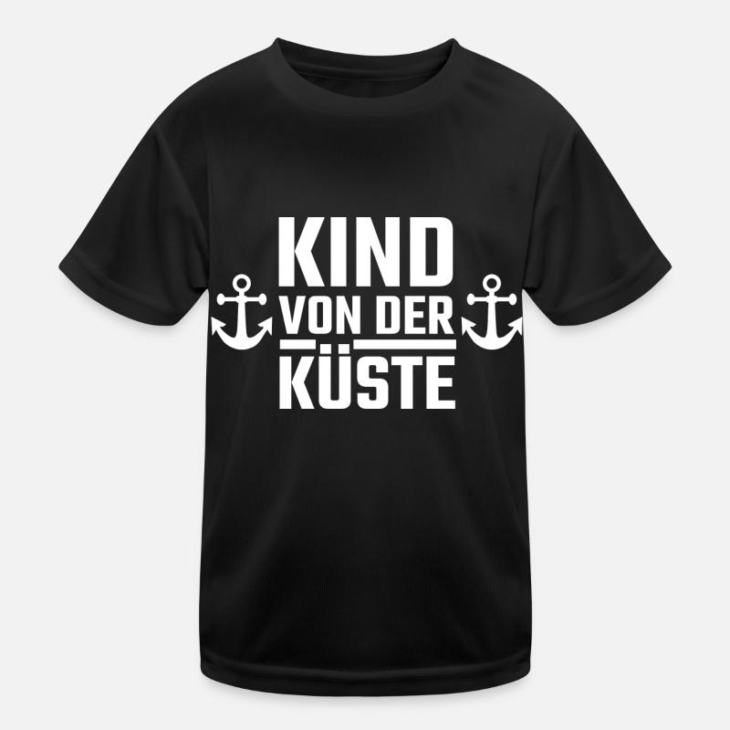 Kind von der Küste - Anker - Kinder Funktions-T-Shirt - Schwarz
