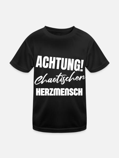 Achtung Chaotischer Herzmensch Freund Freundin Fun - Kinder Funktions-T-Shirt - Schwarz - Vorne