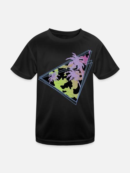 Tier Kuh Geschenk Tropisches Vaporwave Kuh Muster - Kinder Funktions-T-Shirt - Schwarz - Vorne