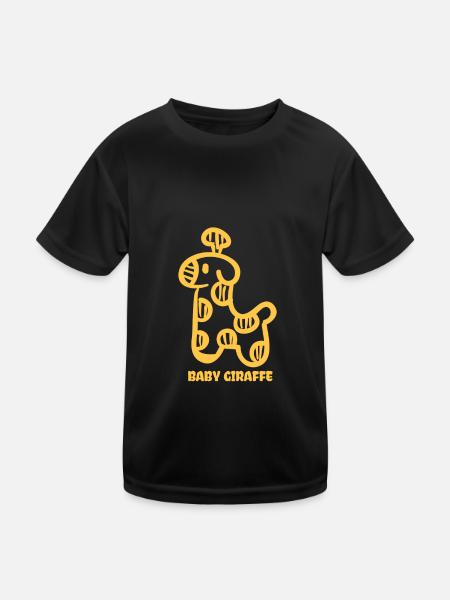 Baby Giraffe - Kinder Funktions-T-Shirt - Schwarz - Vorne