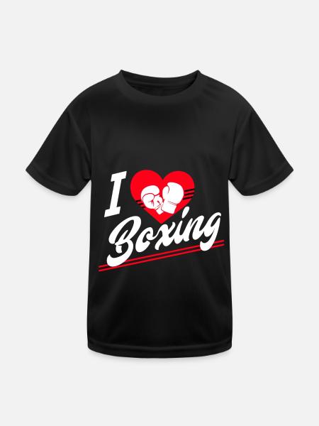 Ich liebe Boxen - Kinder Funktions-T-Shirt - Schwarz - Vorne