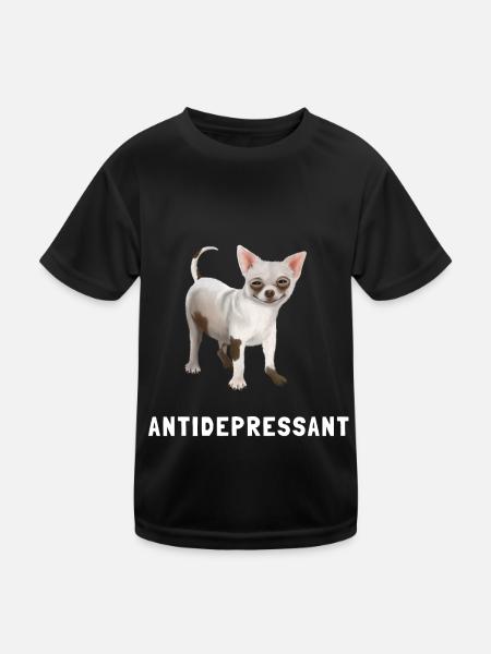 Chien - Antidépresseur Chihuahua - T-shirt sport Enfant - noir - Devant