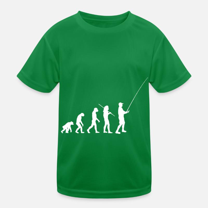 Evolution - Fischen und Angeln Kinder Funktions-T-Shirt