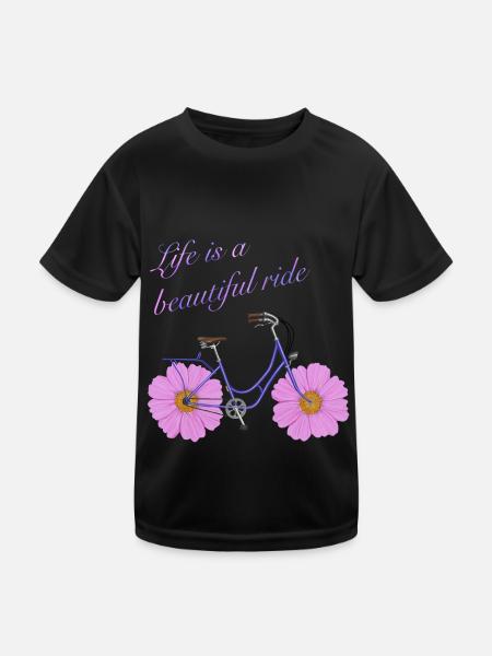 Bike with Flowers - Life is a beautiful ride - T-shirt sport Enfant - noir - Devant