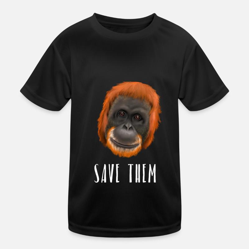 Monkey Ape Orang Utan - save them Kids Functional T-Shirt