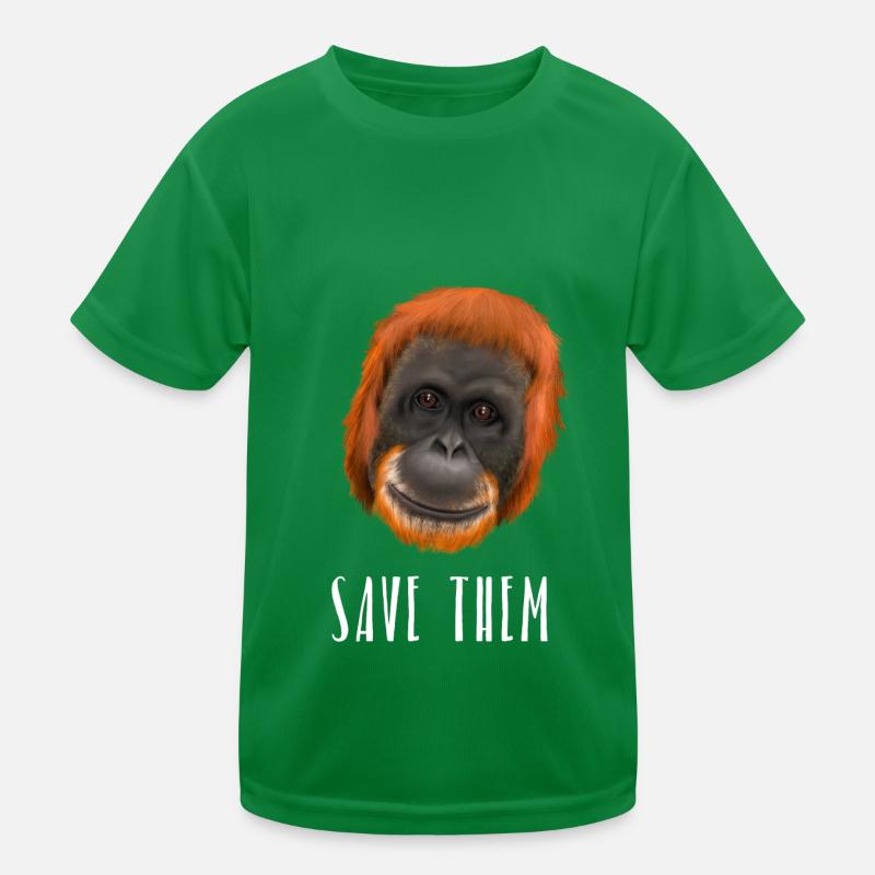 Monkey Ape Orang Utan - save them Kids Functional T-Shirt