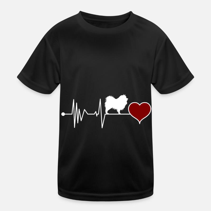 Deutscher Wolfsspitz Spitz Keeshond Herzschlag - Kinder Funktions-T-Shirt - Schwarz