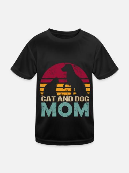Chat && Chien Maman Maman Vintage - T-shirt sport Enfant - noir - Devant