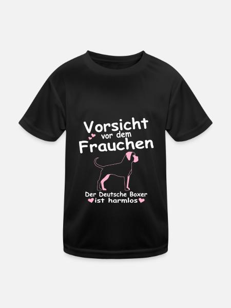 Deutscher German Boxer Hunde Mama Frauchen Spruch - Kinder Funktions-T-Shirt - Schwarz - Vorne
