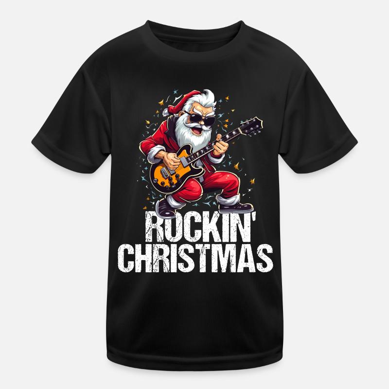 Weihnachtsmann feiert Weihnachten mit Rock'n'Roll Kinder Funktions-T-Shirt